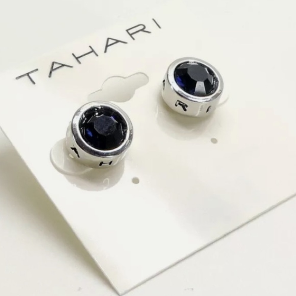 TAHARI Blue Crystal Stud Earrings